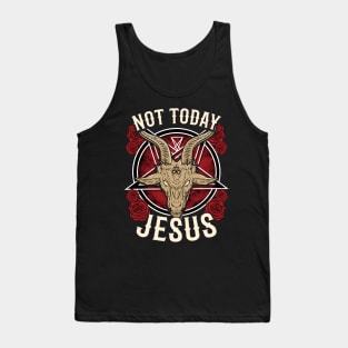 Not Today Jesus Gift for a Satanic Atheist I Halloween graphic Tank Top